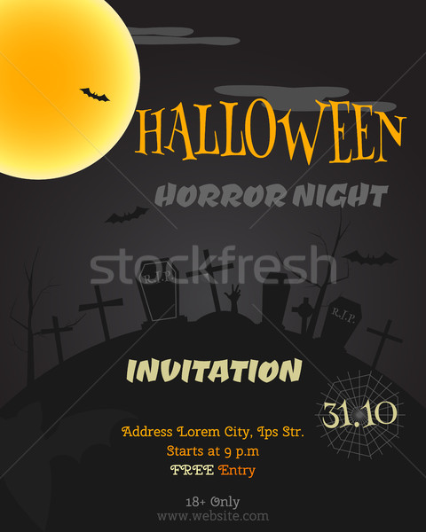 Happy Halloween party poster, flyer, banner. Horror night style card. Trick or treat. With zombie, b Stock photo © JeksonGraphics