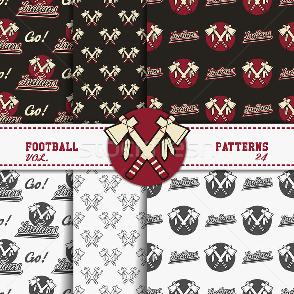 Stock photo: Set of american football patterns. Usa sports seamless background collection. Sport wallpaper with b