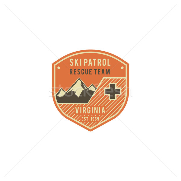 Camping Label. Vintage Mountain winter camp explorer badge. Outdoor adventure logo design. Travel mo Stock photo © JeksonGraphics