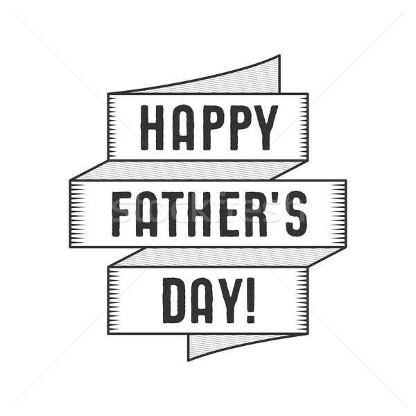 Happy Fathers Day Typography label with ribbon and texts. Stock vector isolated on white background. Stock photo © JeksonGraphics