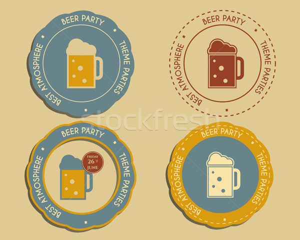 Beer party logo and badge templates with glass of beer. Vintage design for club, pub or night beer p Stock photo © JeksonGraphics