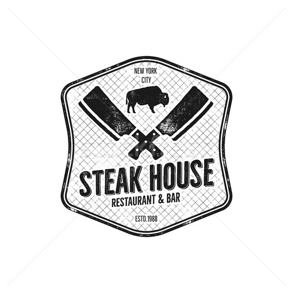 [[stock_photo]]: Steak · maison · vintage · étiquette · typographie