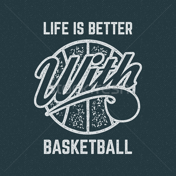 Vintage Basketball sports tee design in retro rubber style with symbols - ball and vector typography Stock photo © JeksonGraphics