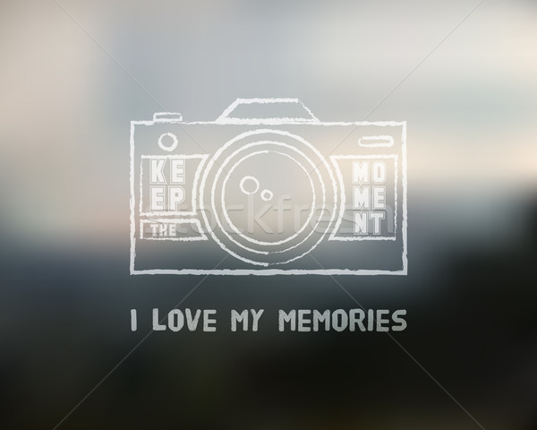 Shutter Icon or logo design template with key words. Camera and Lens badge. Keep the moment label. I Stock photo © JeksonGraphics