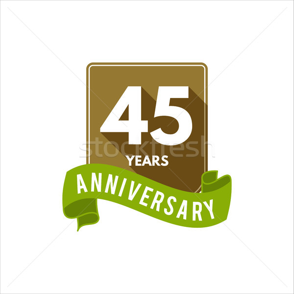 45 years Anniversary badge, sign and emblem with ribbon and typography elements. Flat design with sh Stock photo © JeksonGraphics