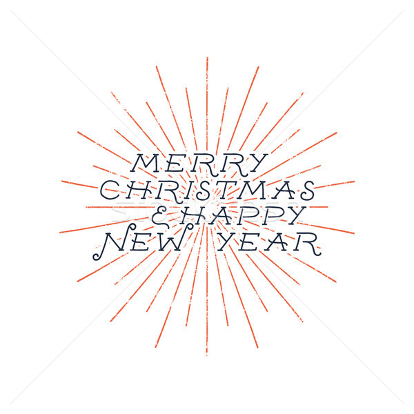 Merry Christmas and happy new year typography label. Retro photo overlay, badge. Vector holiday lett Stock photo © JeksonGraphics