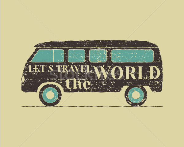 Summer vintage camp travel poster. Vintage RV, Motorhome badge and logo template. Outdoor activity a Stock photo © JeksonGraphics