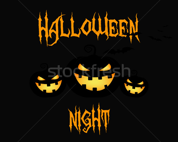 Stock photo: Happy Halloween party night card. halloween pumpkin, dark design. Background, poster and banner. Fla