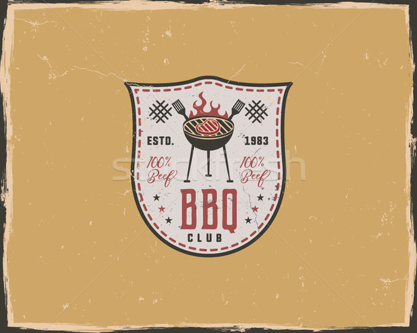 BBQ club typography poster template in retro old style. Offset and letterpress design. Letter press  Stock photo © JeksonGraphics