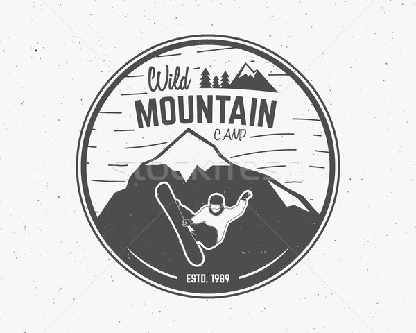 Mountain camp vintage explorer label Outdoor adventure logo design Travel hand drawn and hipster ins Stock photo © JeksonGraphics