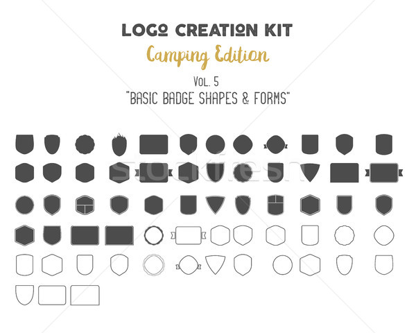Logo creation kit bundle. Camping Edition set. Basic badge shapes, vector forms, symbols and element Stock photo © JeksonGraphics