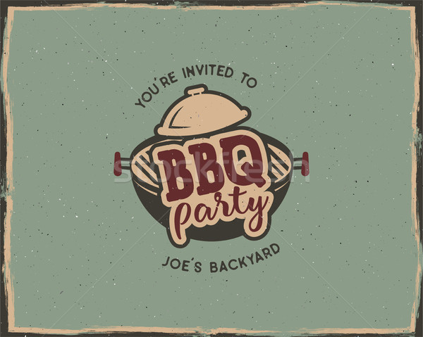 BBQ party typography poster template in retro old style. Offset and letterpress design. Letter press Stock photo © JeksonGraphics