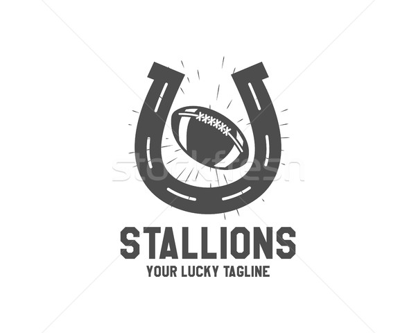  American football lucky horseshoe label Unusual sports emblem design Usa sport logo concept with ty Stock photo © JeksonGraphics