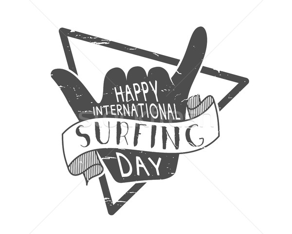 Summer surfing day tattoo design. Vector Vacation monochrome design typography print emblem. Surfer  Stock photo © JeksonGraphics