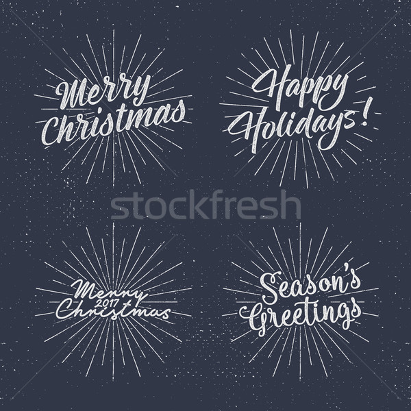 Set of Christmas lettering, wishes and vintage labels. Season's greetings calligraphy. Holiday typog Stock photo © JeksonGraphics