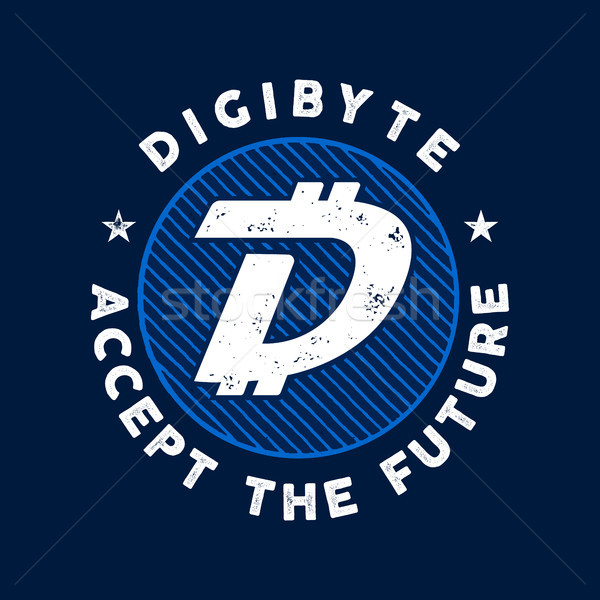 DGB Cryptocurrency Coin Sign. Digibyte accept the future emblem or badge. Crypto logo for any identi Stock photo © JeksonGraphics