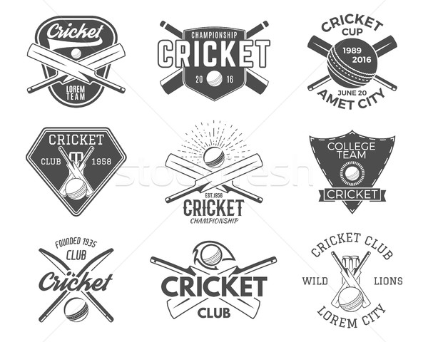 Set of cricket sports logo designs.  icons vector .  emblems design elements. Sporting tee .  club b Stock photo © JeksonGraphics