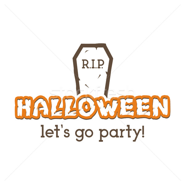 Halloween RIP party label template with tombstone and typography elements. Vector text with retro gr Stock photo © JeksonGraphics
