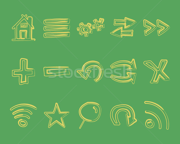 Hand drawn web icons and logo, arrows, internet browser elements set. Sketch, doodle style. Unusual  Stock photo © JeksonGraphics
