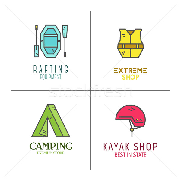 Collectie rafting logos lijn Stockfoto © JeksonGraphics