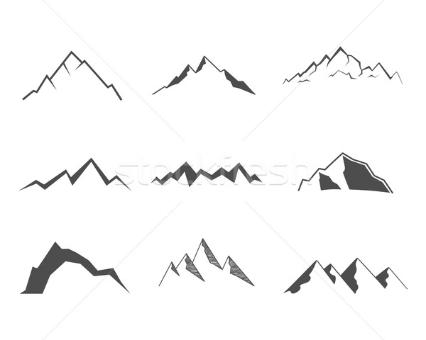 Set of mountain elements. Outdoor icon. Hand drawn snow ice mountain tops, decorative symbols isolat Stock photo © JeksonGraphics
