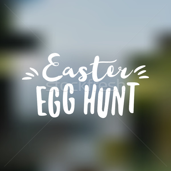 Easter sign - Easter Egg Hunt. Easter wish overlay, lettering label design. Retro holiday badge. Han Stock photo © JeksonGraphics