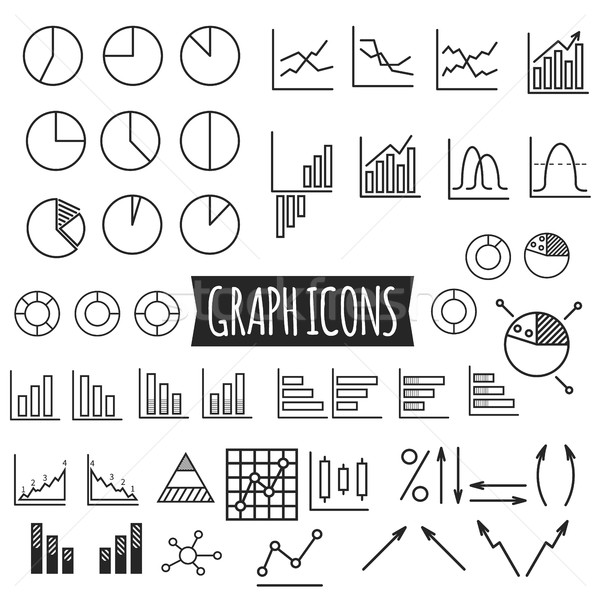 Business charts. Set of thin line graph icons. Outline. Can be use as elements in infographics, as w Stock photo © JeksonGraphics