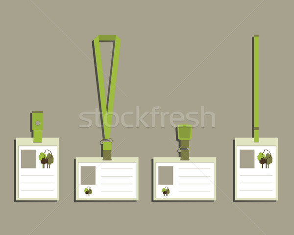 Ecology products Lanyard, name tag holder end badge templates. Green, organic products  company. Fla Stock photo © JeksonGraphics