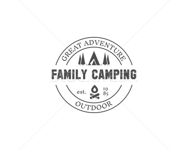 Retro family camping badge, outdoor logo, emblem and label. Forest campsite concept, monochrome desi Stock photo © JeksonGraphics