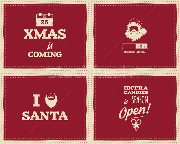 Set of Christmas funny signs, quotes backgrounds designs for kids - loading bar, love santa, xmas is Stock photo © JeksonGraphics