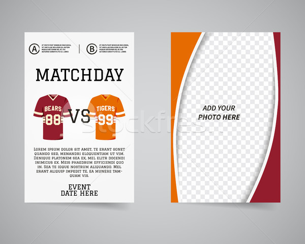 American football matchday back and front flyer template design. Usa Sport brand identity letterhead Stock photo © JeksonGraphics