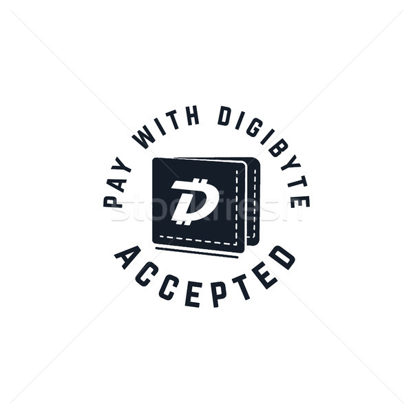 Digibyte digital asset accepted concept. DGB wallet. Vintage hand drawn crypto emblem. Blockchain te Stock photo © JeksonGraphics
