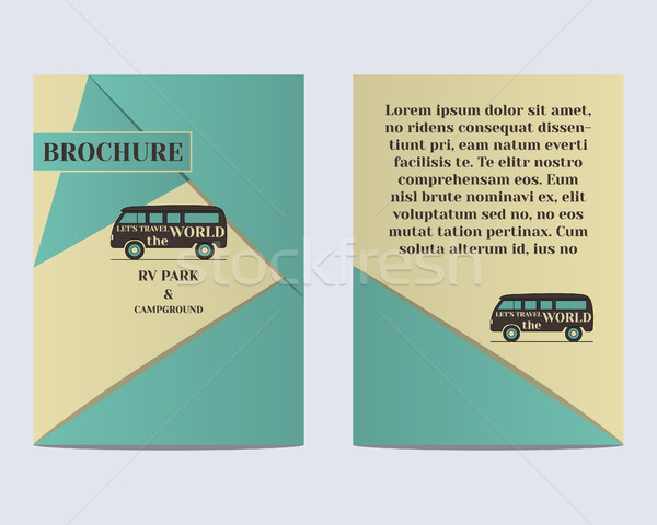 Travel Brochure Flyer design Layout template. Rv park and campground. Retro and Vintage colors desig Stock photo © JeksonGraphics