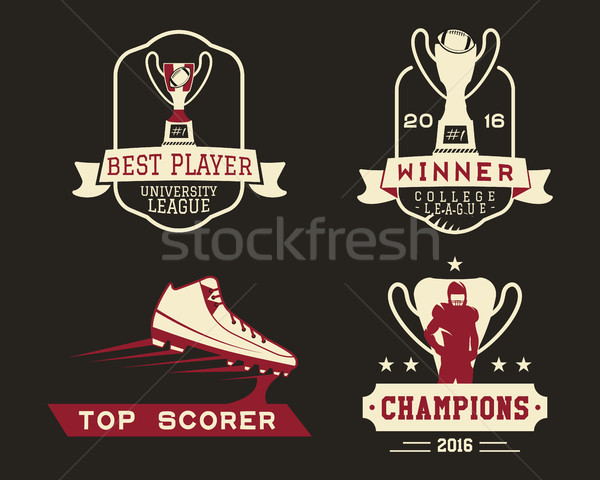 American football badge with winner cup, sport logo, label, insignia set in retro color style. Graph Stock photo © JeksonGraphics