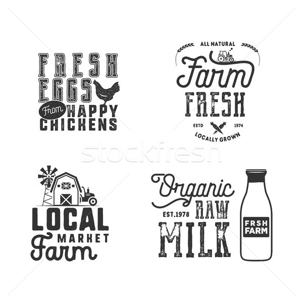 Farmers Market, organic food logo, eco badges set. Fresh and Local product label designs. Typographi Stock photo © JeksonGraphics