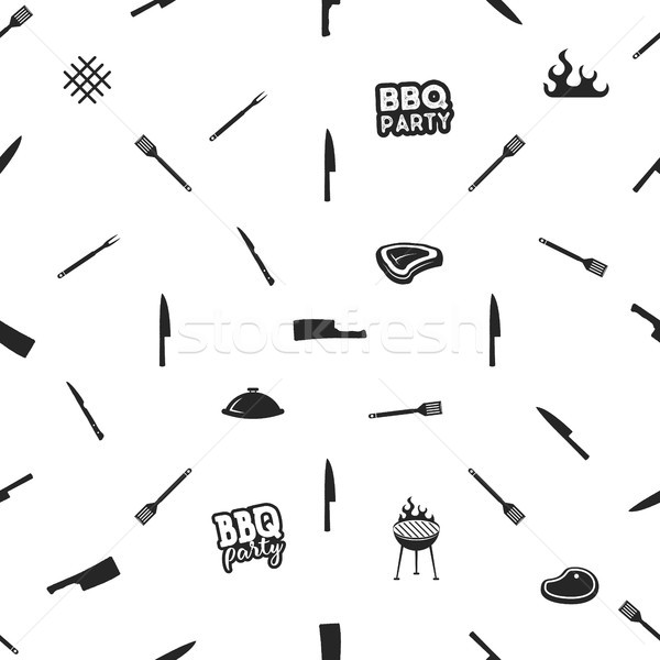 Stock photo: BBQ thematic seamless design. Barbecue pattern for summer barbeque prints on any identity, apparel, 
