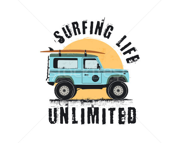 Vintage surf emblema retro auto surf Foto d'archivio © JeksonGraphics