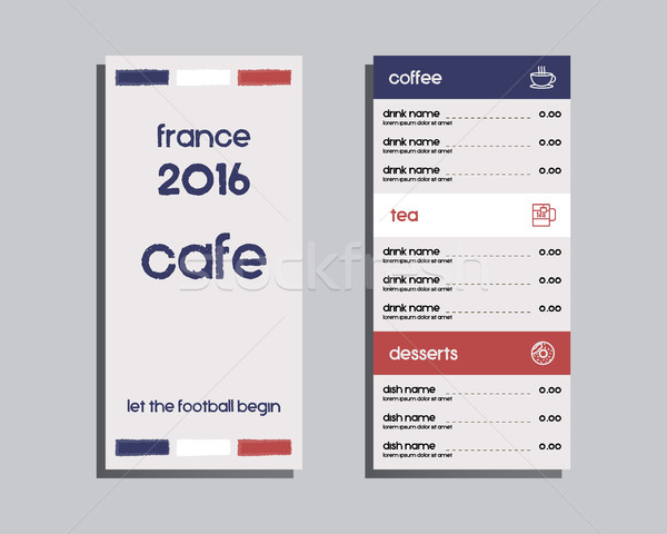 Restaurant and cafe menu. Flat design. France 2016 Football design. The national colors of France. I Stock photo © JeksonGraphics