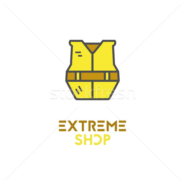 Minimalistic rafting icon, logo, label or line badge. Extreme shop emblem. Outdoor adventure, cute c Stock photo © JeksonGraphics