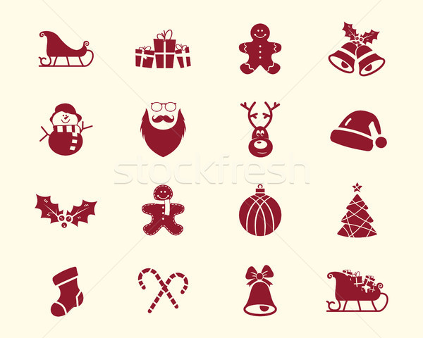 Christmas, Happy New Year and Winter icons collection. Set of holidays symbols, elements - santa, de Stock photo © JeksonGraphics