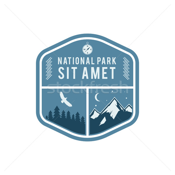 National park vintage badge. Mountain explorer label. Outdoor adventure logo design with eagle. Trav Stock photo © JeksonGraphics