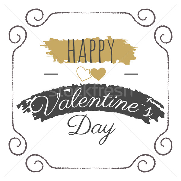 Happy Valentines Day vector lettering. Typography photo overlay, hand drawn text design label, Greet Stock photo © JeksonGraphics