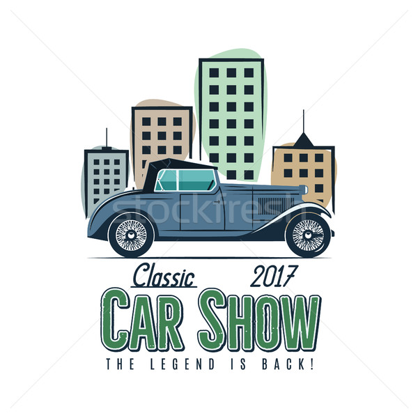 Vintage car show label design. Classic auto badge, insignia. Retro colors patch. Use as logo for rep Stock photo © JeksonGraphics