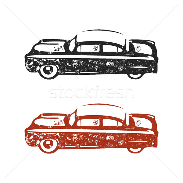 Vintage hand drawn car. Retro car symbol design. Classic car emblem isolated on white background. St Stock photo © JeksonGraphics