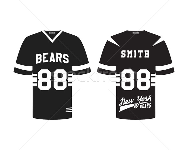 American football uniform, t-shirt design with team logo, label, badge.Stylish dark design. Can be u Stock photo © JeksonGraphics