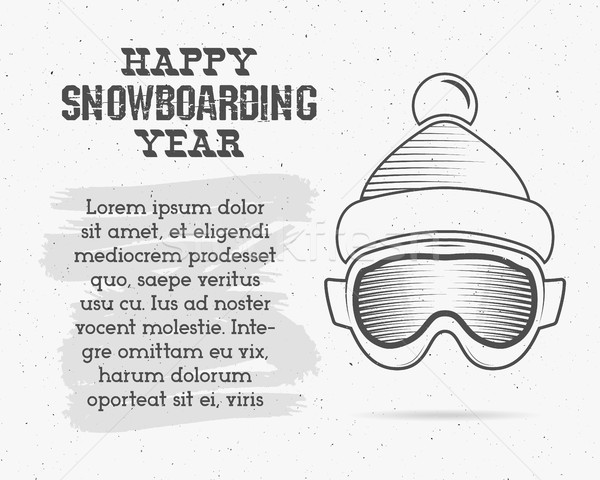 Snowboarding isolated goggles icon, text, snowboard vector mask, protective equipment. Isolated eyew Stock photo © JeksonGraphics