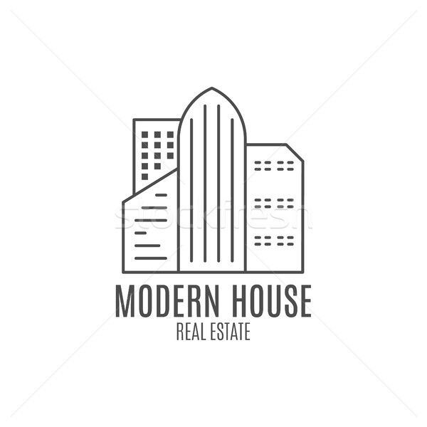 Modernes maison conception de logo immobilier icône info Photo stock © JeksonGraphics