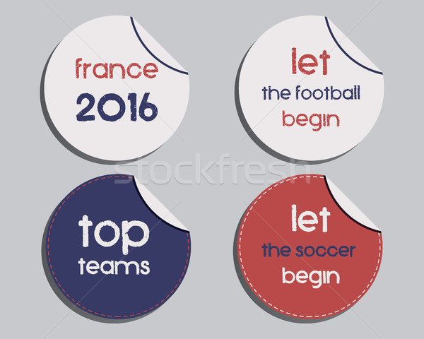 Set of unusual brand identity - France 2016 Football labels - stickers. The national colors of Franc Stock photo © JeksonGraphics
