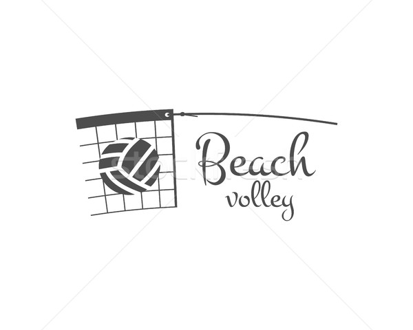 [[stock_photo]]: Plage · volleyball · étiquette · badge · logo · icône