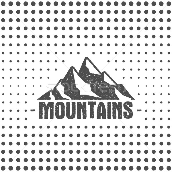 Hand drawn wilderness old style typography poster with retro mountains. Letterpress Print Rubber Sta Stock photo © JeksonGraphics